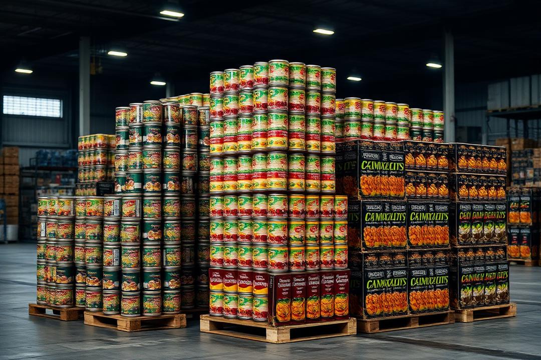 Canned Foods in commercial wholesale packaging